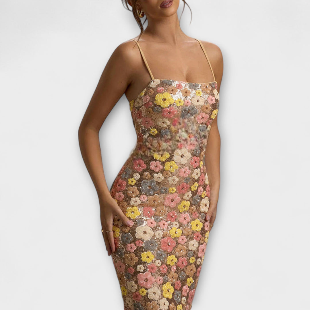 Oakley - Maxi Mekko Kukka Paljeteilla 80-luvun Tyylillä