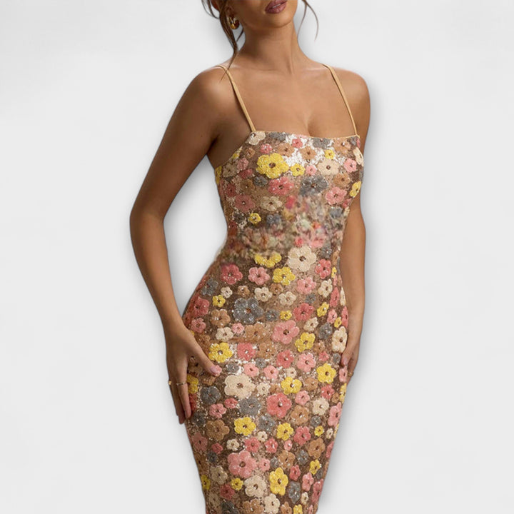 Oakley - Maxi Mekko Kukka Paljeteilla 80-luvun Tyylillä