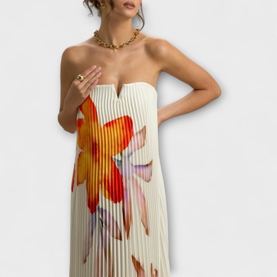 Michelle - Sweetheart Maxi Mekko Oranssi Kukkamalli