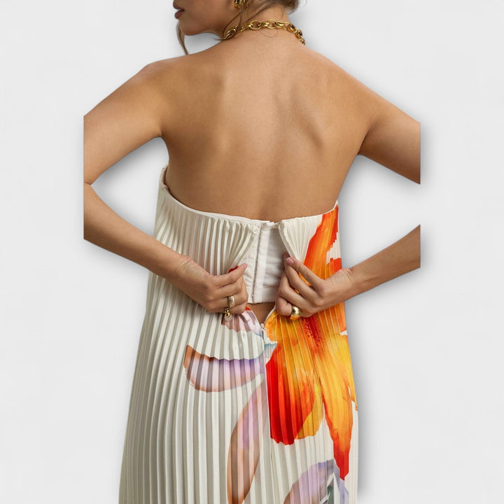 Michelle - Sweetheart Maxi Mekko Oranssi Kukkamalli