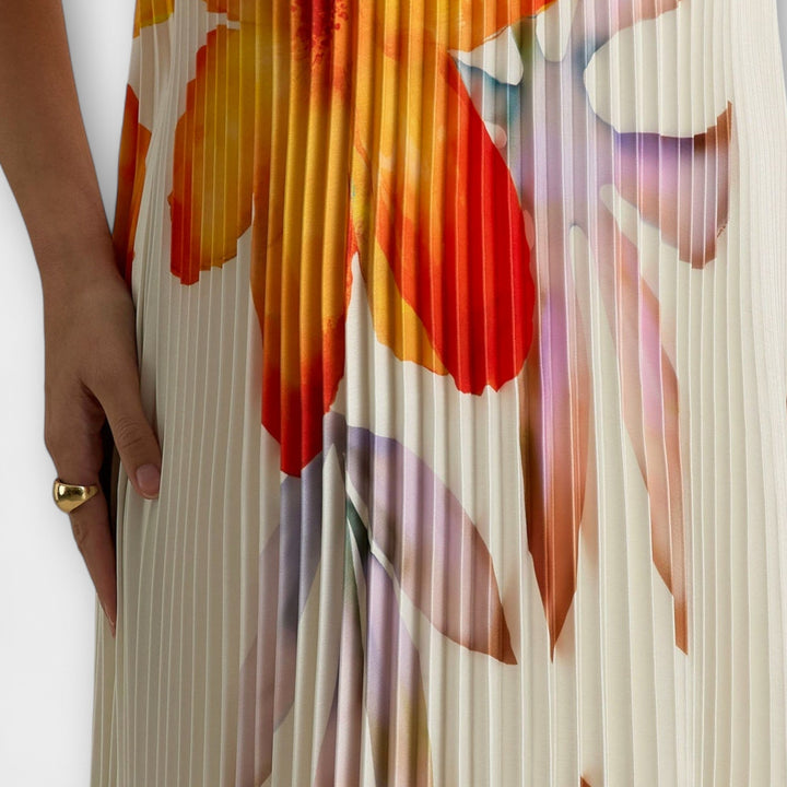 Michelle - Sweetheart Maxi Mekko Oranssi Kukkamalli