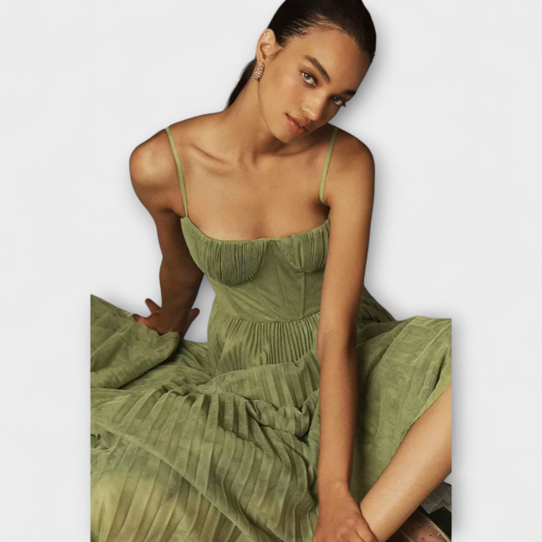 Marilyn - Midi Hame Tyllistä Bustier-muotoilulla