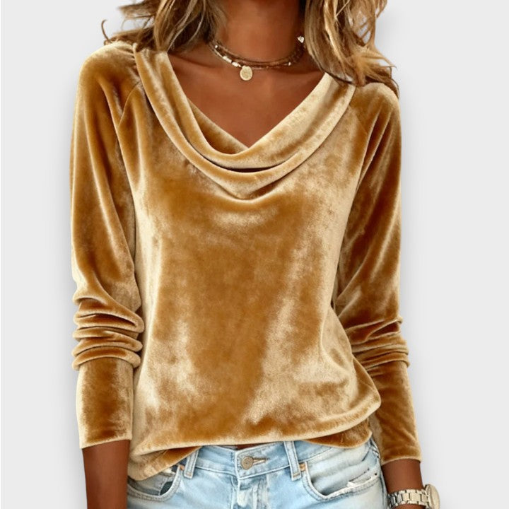 Marie | Pitkähihaiset Samettitoppi Yksivärisenä