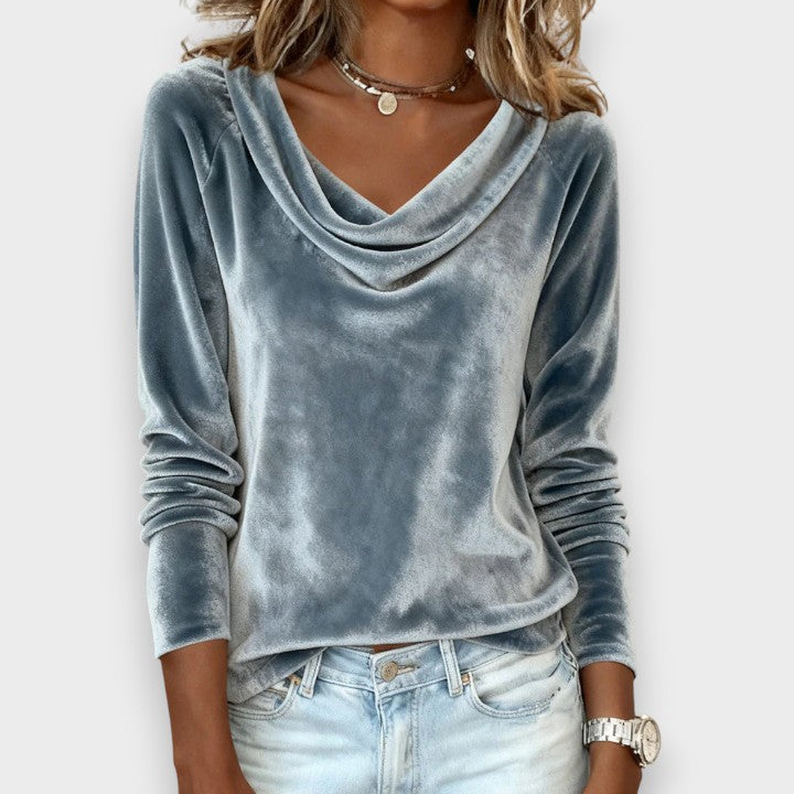 Marie | Pitkähihaiset Samettitoppi Yksivärisenä