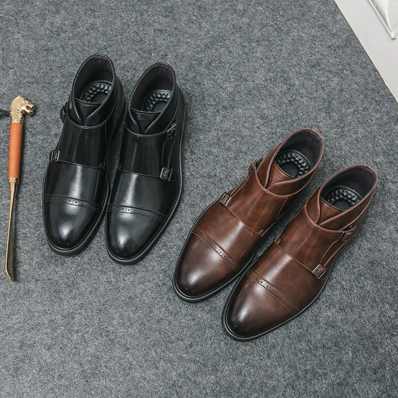 Parker™ | Keinonahka Kaksois-Monk-strap Saappaat