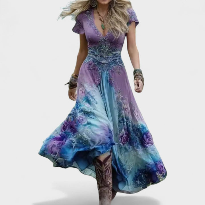 Elina | Tyylikkäästi Leikattu Kukka-mekko