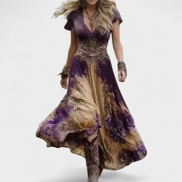 Elina | Tyylikkäästi Leikattu Kukka-mekko