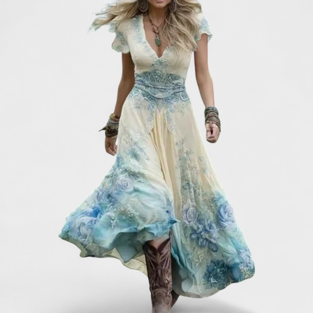 Elina | Tyylikkäästi Leikattu Kukka-mekko