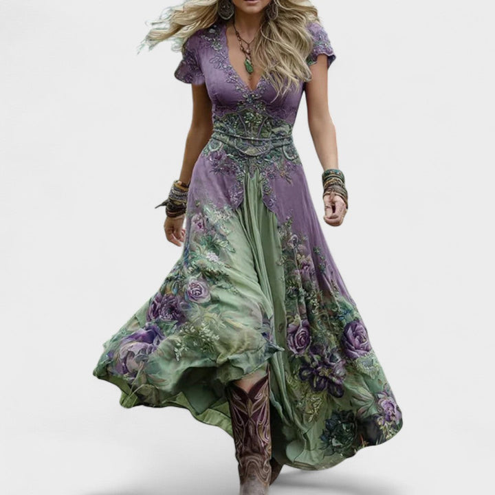 Elina | Tyylikkäästi Leikattu Kukka-mekko